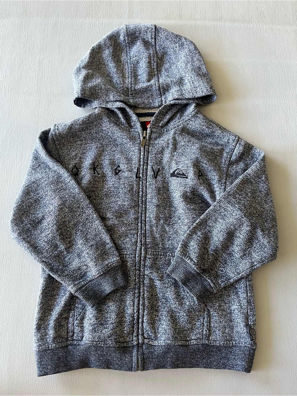 Quiksilver Kids Heather Gray Hooded Zip Jacket Size 4T Toddler Logo Knit